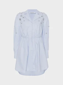 SELF-PORTRAIT Abiti<ABITO A CAMICIA CORTO CON CRISTALLI Azzurro