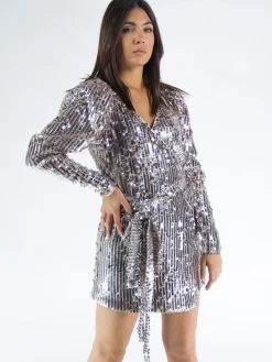 Abiti<ABITO BRIDGET SEQUIN Grigio