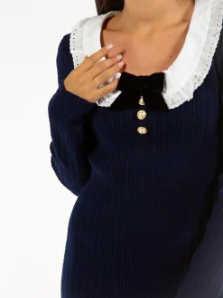 ALESSANDRA RICH Abiti<ABITO CORTO CON COLLO Bianco, Blu