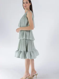 LANVIN Abiti<ABITO CORTO MONOSPALLA PLISSETTATO Verde