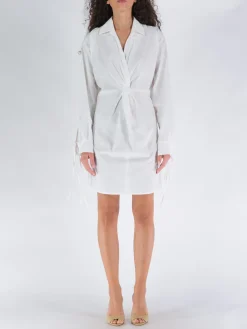 ANDREADAMO Abiti<ABITO CORTO WITH RIBBED KNIT Bianco