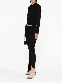 ANDREADAMO Abiti<ABITO DRAPED JERSEY ASYMMETRIC MIDI Nero