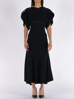 VICTORIA BECKHAM Abiti<ABITO GATHERED DOLMAN MIDI Nero
