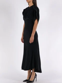 VICTORIA BECKHAM Abiti<ABITO GATHERED DOLMAN MIDI Nero