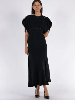 VICTORIA BECKHAM Abiti<ABITO GATHERED DOLMAN MIDI Nero