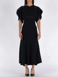 VICTORIA BECKHAM Abiti<ABITO GATHERED DOLMAN MIDI Nero