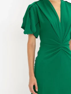 VICTORIA BECKHAM Abiti<ABITO GATHERED V-NECK MINI Verde