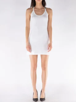 COURREGES Abiti<ABITO HOLISTIC BUCKLE 90'S RIBS Bianco