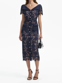 SELF-PORTRAIT Abiti<ABITO LACE OPEN NECK Blu
