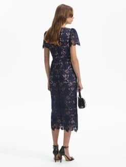 SELF-PORTRAIT Abiti<ABITO LACE OPEN NECK Blu