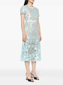 SELF-PORTRAIT Abiti<ABITO LIGHT BLUE LACE MIDI Azzurro