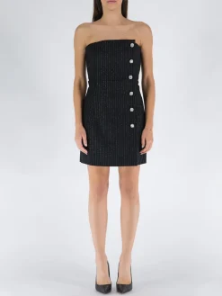 ALESSANDRA RICH Abiti<ABITO LIGHT WOOL LUREX PINSTRIPE BUSTIER Nero