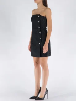 ALESSANDRA RICH Abiti<ABITO LIGHT WOOL LUREX PINSTRIPE BUSTIER Nero
