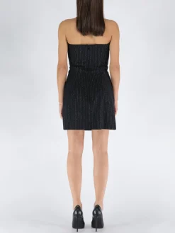ALESSANDRA RICH Abiti<ABITO LIGHT WOOL LUREX PINSTRIPE BUSTIER Nero