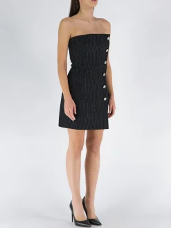 ALESSANDRA RICH Abiti<ABITO LIGHT WOOL LUREX PINSTRIPE BUSTIER Nero