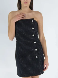 ALESSANDRA RICH Abiti<ABITO LIGHT WOOL LUREX PINSTRIPE BUSTIER Nero