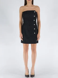ALESSANDRA RICH Abiti<ABITO LIGHT WOOL LUREX PINSTRIPE BUSTIER Nero