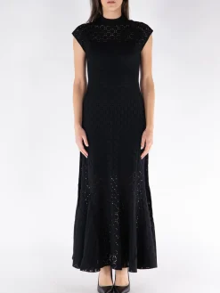 LANVIN Abiti<ABITO MIDI A-LINE BODYCON Nero