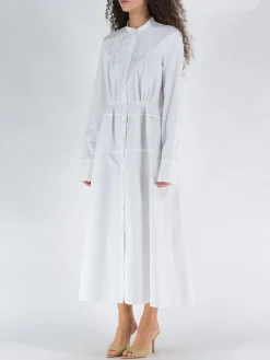JIL SANDER Abiti<ABITO MIDI CON BOTTONI Bianco
