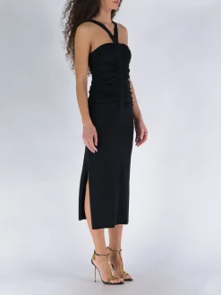 JONATHAN SIMKHAI Abiti<ABITO MIDI DARYA COMPACT RIB S/L RUCHED Nero