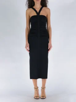JONATHAN SIMKHAI Abiti<ABITO MIDI DARYA COMPACT RIB S/L RUCHED Nero