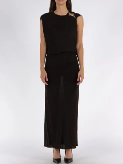 Abiti<ABITO MIDI DRAPED Nero
