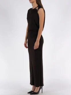 Abiti<ABITO MIDI DRAPED Nero