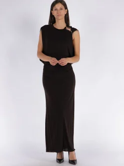 Abiti<ABITO MIDI DRAPED Nero