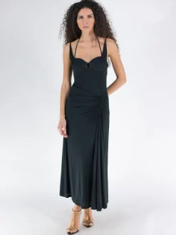 JONATHAN SIMKHAI Abiti<ABITO MIDI NAOMI DRAPED JERSEY Nero