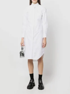 THOM BROWNE Abiti<ABITO MIDI POINT COLLAR Bianco