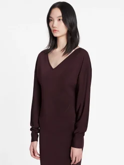 LANVIN Abiti<ABITO MIDI SIDE SLIT Marrone