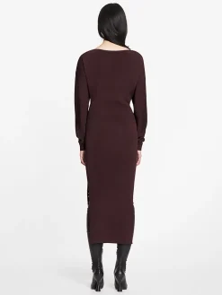 LANVIN Abiti<ABITO MIDI SIDE SLIT Marrone