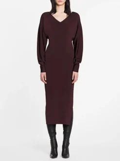 LANVIN Abiti<ABITO MIDI SIDE SLIT Marrone