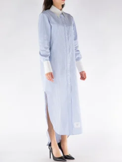 THOM BROWNE Abiti<ABITO MIDI STRIPED COTTON Bianco, Blu
