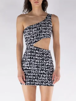 VETEMENTS Abiti<ABITO MINI ASIMMETRICO Bianco, Nero
