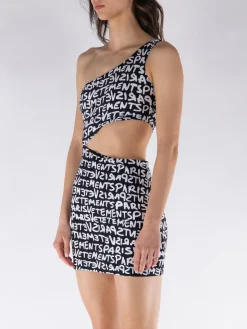 VETEMENTS Abiti<ABITO MINI ASIMMETRICO Bianco, Nero