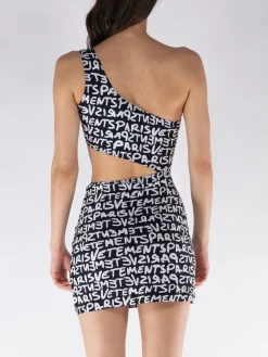 VETEMENTS Abiti<ABITO MINI ASIMMETRICO Bianco, Nero