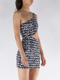 VETEMENTS Abiti<ABITO MINI ASIMMETRICO Bianco, Nero