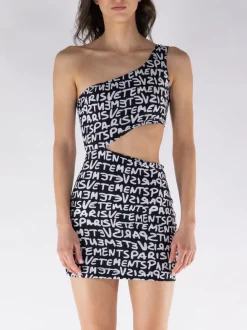 VETEMENTS Abiti<ABITO MINI ASIMMETRICO Bianco, Nero