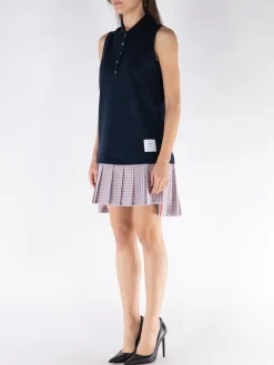 THOM BROWNE Abiti<ABITO MINI CLASSIC PIQUE CHECK Bianco, Nero, Rosso