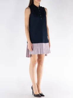 THOM BROWNE Abiti<ABITO MINI CLASSIC PIQUE CHECK Bianco, Nero, Rosso