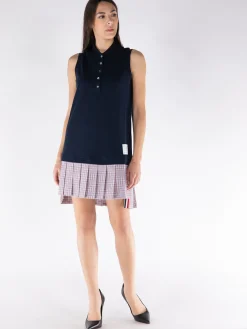 THOM BROWNE Abiti<ABITO MINI CLASSIC PIQUE CHECK Bianco, Nero, Rosso