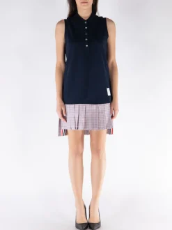 THOM BROWNE Abiti<ABITO MINI CLASSIC PIQUE CHECK Bianco, Nero, Rosso