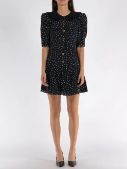 ALESSANDRA RICH Abiti<ABITO MINI DAISY PRINT SILK WITH COLLA Nero