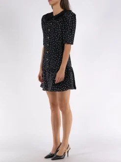ALESSANDRA RICH Abiti<ABITO MINI DAISY PRINT SILK WITH COLLA Nero