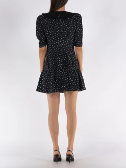 ALESSANDRA RICH Abiti<ABITO MINI DAISY PRINT SILK WITH COLLA Nero