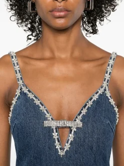 SELF-PORTRAIT Abiti<ABITO MINI DENIM STRAPPY Blu