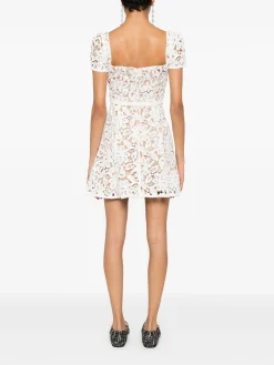 SELF-PORTRAIT Abiti<ABITO MINI FLORAL LACE Bianco