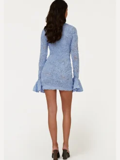 ROTATE BIRGER CHRISTENSEN Abiti<ABITO MINI FLOWER MESH Azzurro