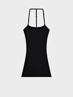 COURREGES Abiti<ABITO MINI IN MAGLIA STRAP RIB Nero
